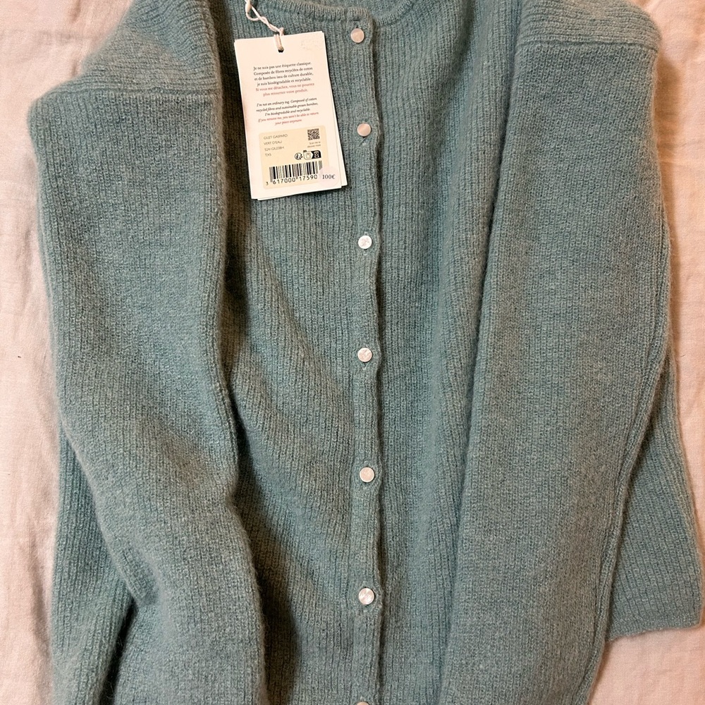 NWT Sezane Gaspard Sweater in Sea Green XS
